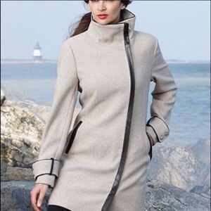 Calvin Klein coat tan Faux leather trim size 18